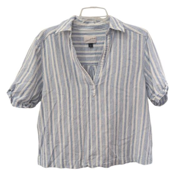 Universal Threads Blue & White Linen Top – Size Small, Breezy & Stylish - Picture 1 of 3